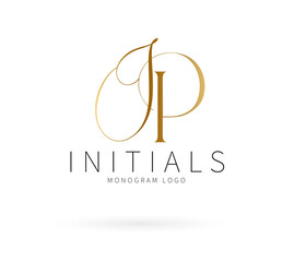 IP Monogram logo, Minimalist Typographic Line Monogram Logo, IP Wedding monogram logo, IP Typography Initial Letter Brand Logo	