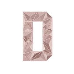 Low Poly 3D Letter D in Hammered copper
