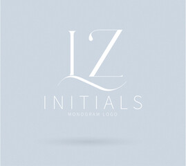 LZ Monogram logo, Minimalist Typographic Line Monogram Logo, LZ Wedding monogram logo, LZ Typography Initial Letter Brand Logo	