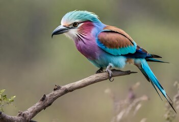 Obraz premium lilac breasted roller on the branch
