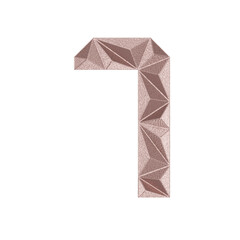 Low Poly 3D Number 7 in Hammered copper