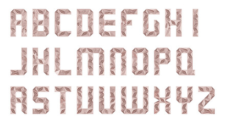 Low Poly 3D Alphabet Letters in Hammered copper