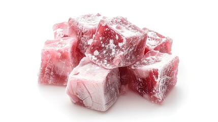 Turkish delight on a white background. Selective focus. Toned.