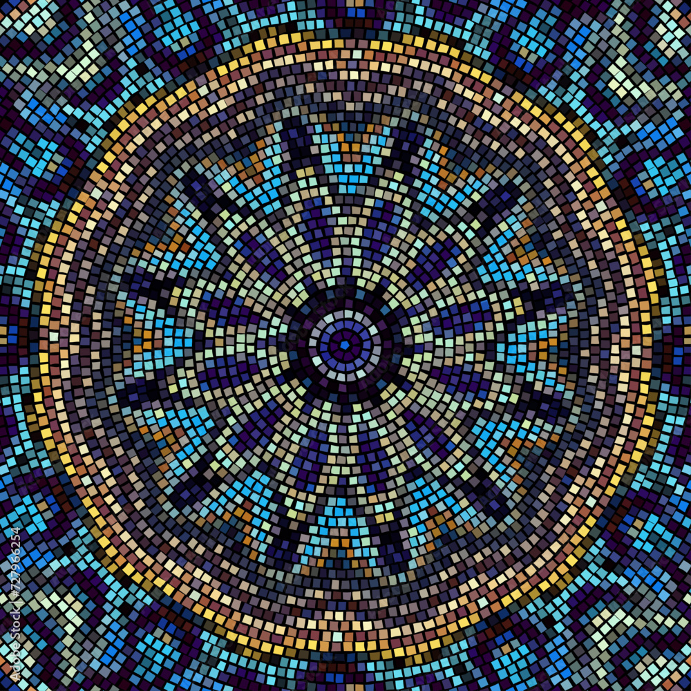 Poster vector seamless mosaic tile pattern. ceramic tiles background. mandala vector illustration.