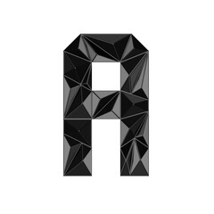 Low Poly 3D Letter A in glossy black