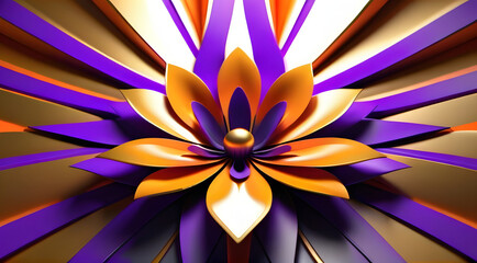 An abstract flower, where violet curves intertwine with bright lines, creates a harmonious design.