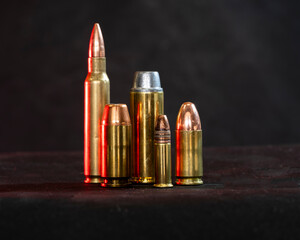 Ammunitions cartridges on a black background