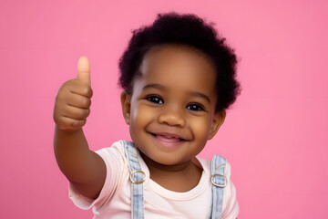 Positive Vibes: Happy Black Toddler Expressing Joy with Thumbs Up