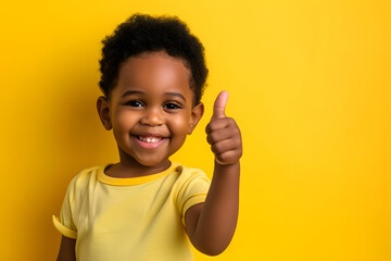 Adorable Approval: Smiling Cute Black Toddler with Thumbs Up Gesture