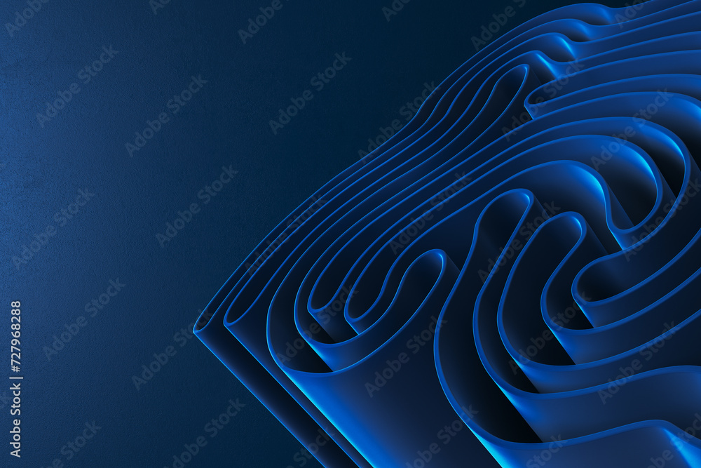 Poster creative royal blue cloth folds texture. landing page and design concept. 3d rendering.