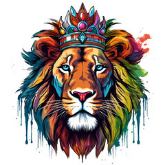 a colorful lion with a crown