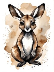 kangaroo, animal art, color splash, artistic, warm colors, illustration