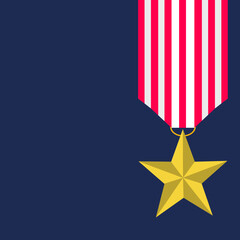 Stars and bravery medal reward Symbolic background in American flag. 4th of July, American Independence Day.