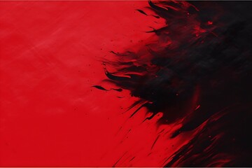 A red painting of a black and red ink with a red background.
