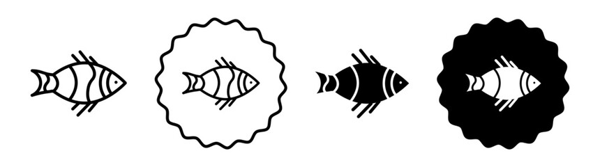 Clownfish set in black and white color. Clownfish simple flat icon vector - obrazy, fototapety, plakaty