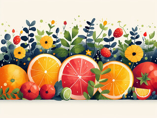 Illustration artistic web design food banner design