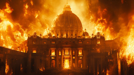 Vatican City in Fiery Illumination - obrazy, fototapety, plakaty