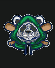 Artwork Vector Of Panda Hoodie Bassball Club and Esport Team 