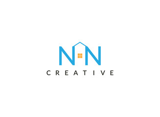 custom Font NN LATTER  homes logo design concept with simple,