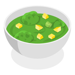 3D Isometric Flat Vector Set of Soup Bowls, Different Types. Item 3
