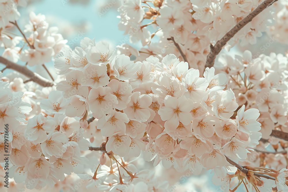 Wall mural a blossoming spring cherry tree with pink blossoms in