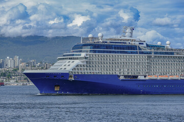 Celebrity cruiseship cruise ship liner Eclipse departure from port of Vancouver, Canada onto Alaska...