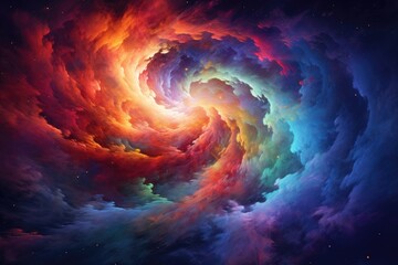 A stunning and captivating display of natures beauty, featuring a colorful swirl in the sky, Mystical, swirling colors forming a depiction of an abstract nebula, AI Generated