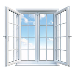 a window with open doors