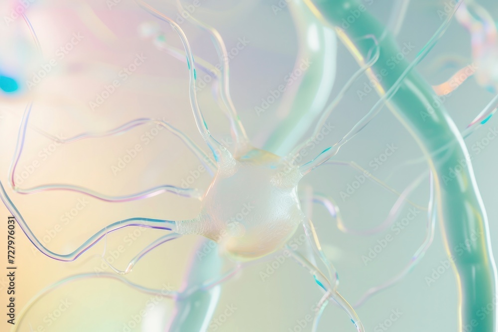 Poster 3d macro perspective of floating organic forms shaped like neurons