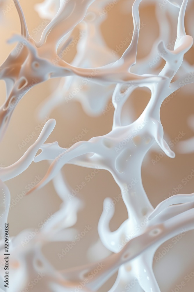 Poster 3d macro perspective of floating organic forms shaped like neurons