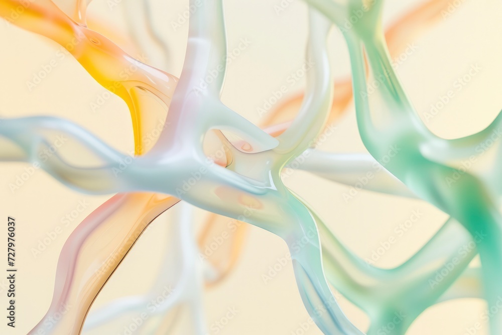 Poster 3d macro perspective of floating organic forms shaped like neurons