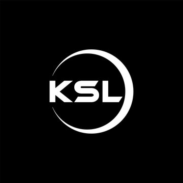 KSL letter logo design with black background in illustrator, cube logo, vector logo, modern alphabet font overlap style. calligraphy designs for logo, Poster, Invitation, etc.