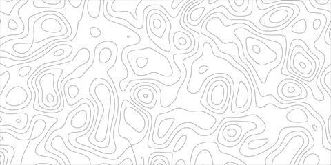 Topographic abstract line contour map background. Geographic mountain contours map seamless pattern.White topographic wavy pattern design. Geographical map shades. 