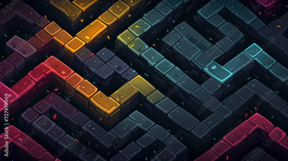 Poster repetitive dark background pattern for a website dedicated to retro logic puzzle and strategy game d