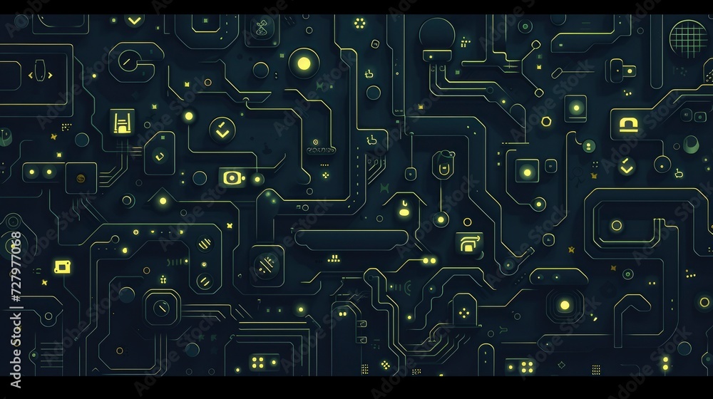 Poster repetitive dark background pattern for a website dedicated to retro logic puzzle and strategy game d