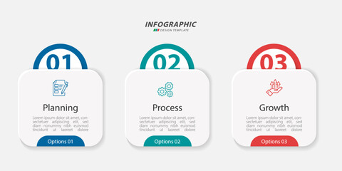 Infographic 3 Step timeline journey, calendar Flat simple infographics design template. presentation graph. Business concept with 3 options, vector illustration.