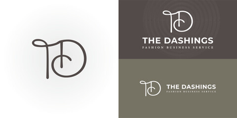 Abstract logo design inspiration for department store fashion business inspired from abstract letter TD isolated in the brown background also suitable for the brand that has initial name TD or DT