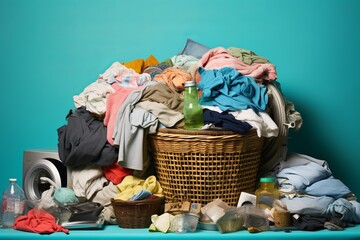 Disorganized laundry. symbolizing household chores and tidiness a visual depiction