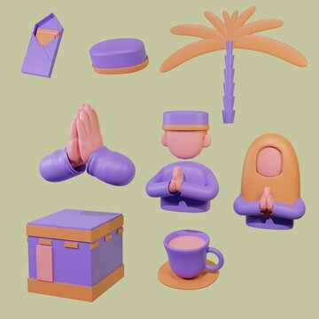 Set of 3D Assets Ramadhan Moslem Muslim 