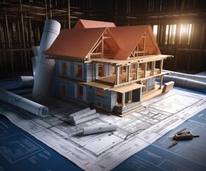 3d illustration of a house that is under construction