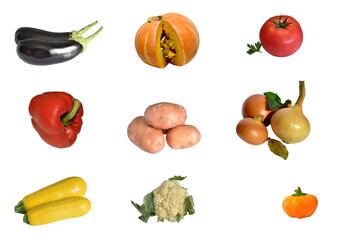 Collage of nine photographs depicting vegetables.