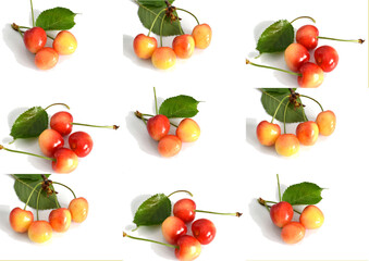 Collage of three photographs depicting cherries.