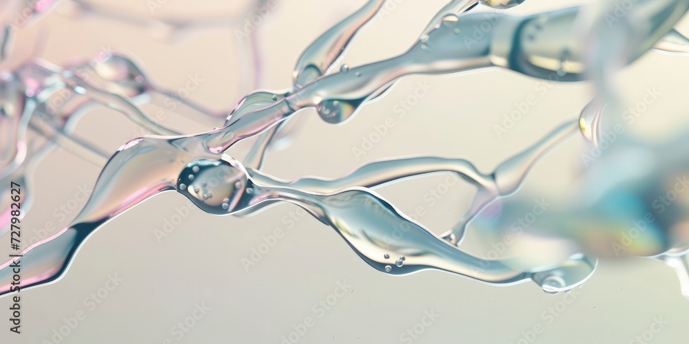 Poster 3d macro perspective of floating organic forms shaped like neurons