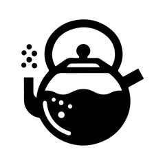 Fototapeta premium tea kettle vector icon with cup silhouette, black color silhouette