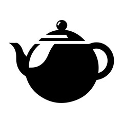 tea kettle vector icon with cup silhouette, black color silhouette