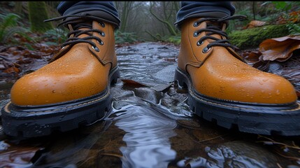 Close Up of Persons Shoes in a Stream