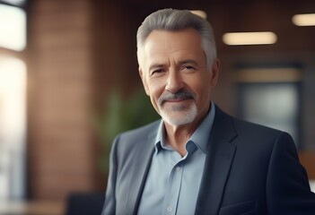Naklejka premium Senior businessman portrait in the office