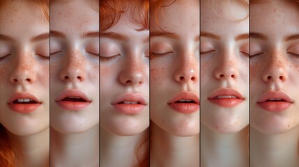 Serene Redhead Woman With Freckles in Close-Up Portrait