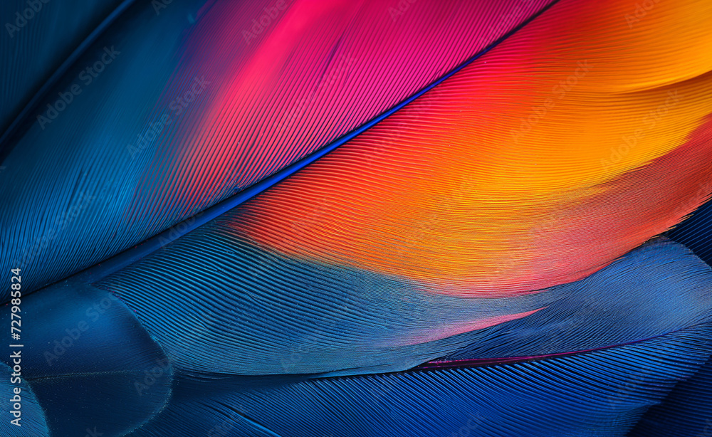 Poster feathers closeup of multicolored abstract background texture.