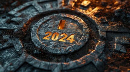 Obraz premium Navigating the Future, A Maze Design with the Year 2024 Ingeniously Integrated in the Center